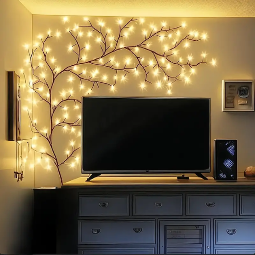 1pc Bendable Willow Branch Fairy Lights, 96 LED USB Powered Tree Branch Decor for Bedroom, Wall