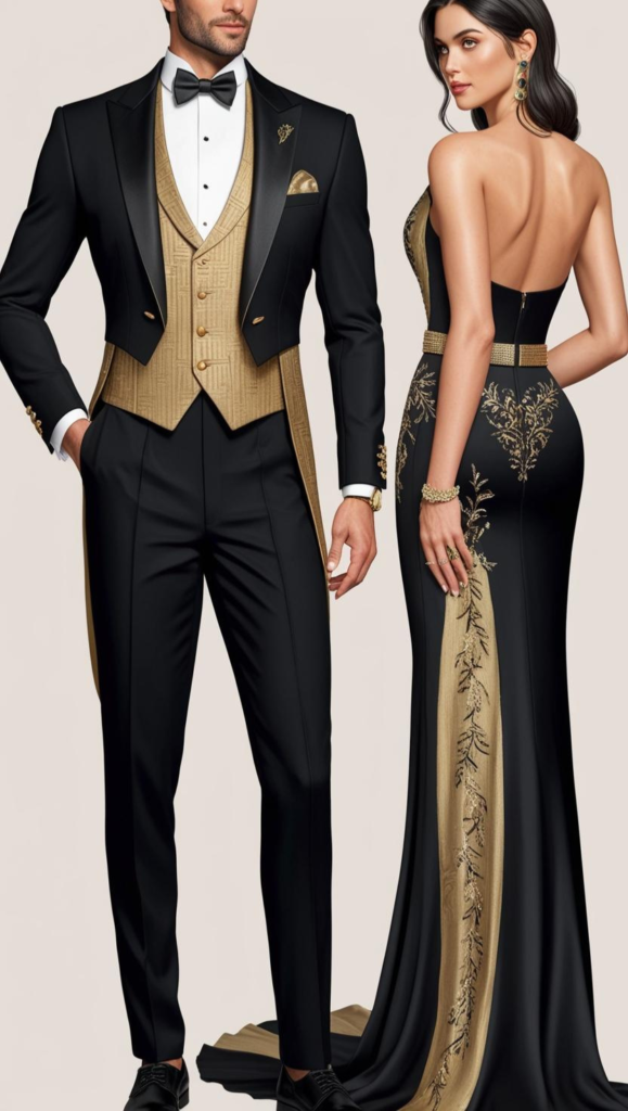 black & gold formal evening look