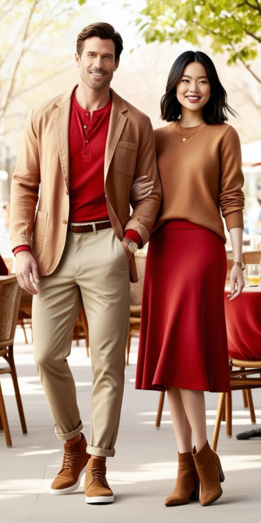 red and camel fall outfits