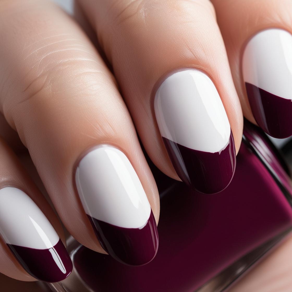 _ Instead of painting the tips, you focus on the base of the nail- Reverse French Manicure in Deep Burgundy