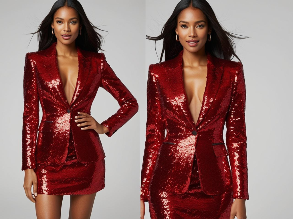 Red Sequin Blazer Dress