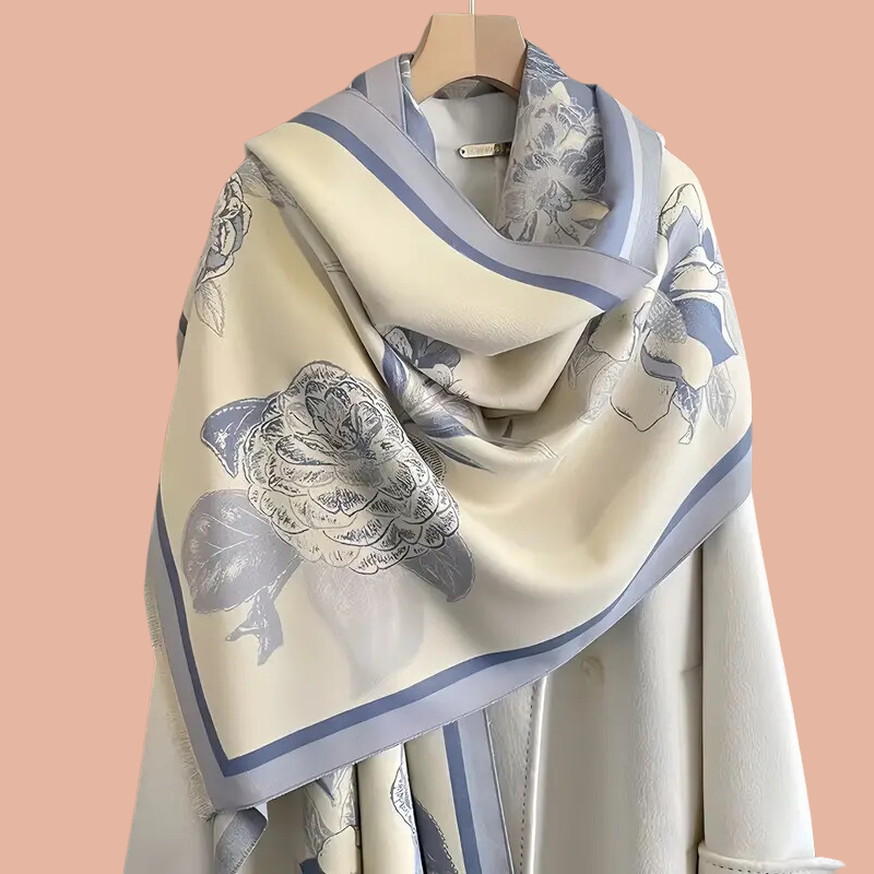 light blue scarf