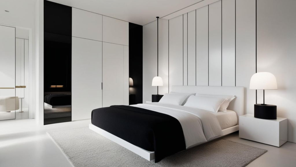 black & white bedroom