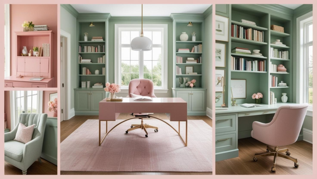 pink + sage home office