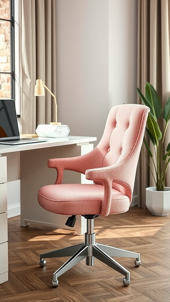 Stylish orange office chair in a bright home office setting